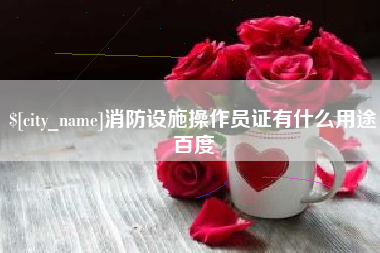 攀枝花消防设施操作员证有什么用途百度